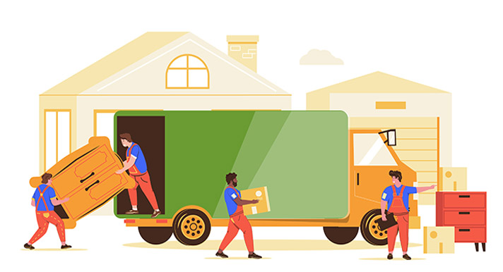 Professional Packers and Movers Team Loading Furniture